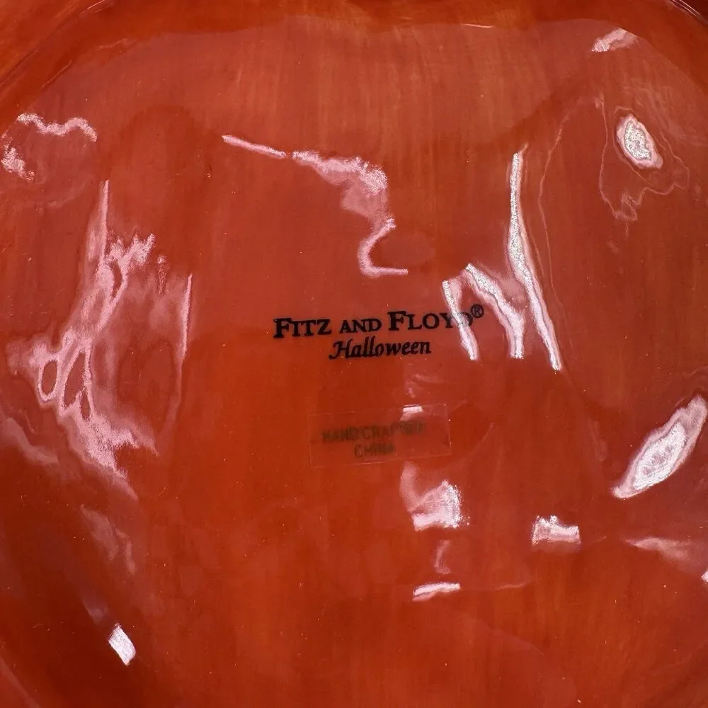 Fitz And Floyd Pumpkin Jack-O-Lantern Plate 2004 Vintage Fast Shipping W/ Box